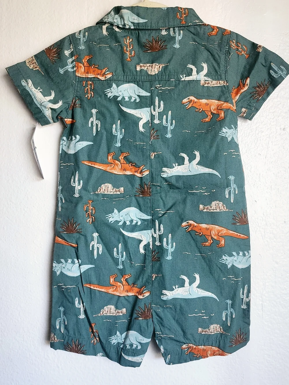 Carter’s Dinosaur Romper 24M NWT – Boys Button Up Dino Outfit Summer Cute